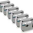 6-Pack M-K231 M Tape Compatible Label Tape Replacement for Brother P-Touch M231 MK231 M-231 M-K231S 12mm 0.47'' White Work with Brother Ptouch PT-65 PT-M95 PT-90 PT-70 PT-80 PT-70BM PT-45 Label Maker