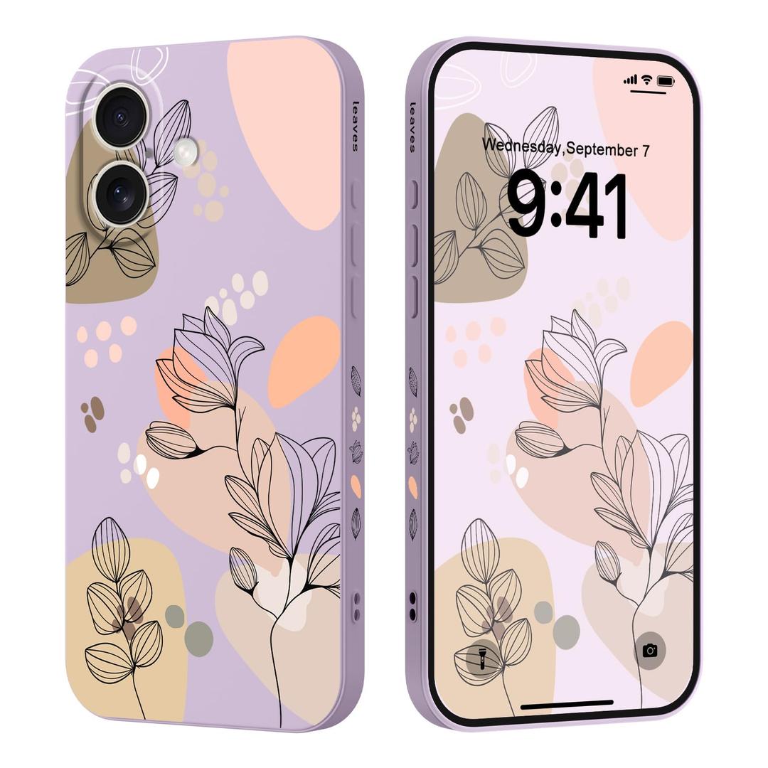 LEECG for iPhone 17 Air Case, Liquid Silicone with Floral Pattern Design