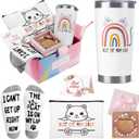 Cat Mom Gifts for Women, Cat Lover Themed Basket With 20 oz Tumbler, Makeup Bag, Natural Stone Bracelets, Socks for Mom,Mother's Day, Birthday, Christmas