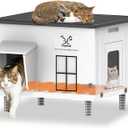 Indestructible Heated Cat House for Outside, Large Heated Outdoor Cat House 100% Weatherproof with Escape Door, Outdoor Cat Shelter for Multiple Cats Feral Stray Kitty. 21.7"x17"x17.5"
