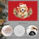 Christmas Wreath Golden Retriever Pine Cones Placemats Set of 4, 12x18 Xmas Watercolor Rustic Red Table Mat Decor, Seasonal Winter Table Decors for Christmas Dining Kitchen Holiday Party. (069)