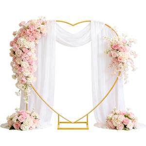 6.6 FT Heart Arch Stand, Balloon Arch Stand Kit with Base - Gold Heart Shaped Wedding Arch Frame for Proposal, Valentines Day Backdrop, Birthday, Baby Shower Decor, Gold