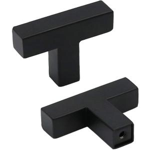 Goldenwarm 5 Pack Black Square T Bar Single Hole Knobs Cabinet Pull Drawer Handles Stainless Steel Modern Hardware for Kitchen and Bathroom Cabinets Cupboard Kitchen Cabinet Knobs