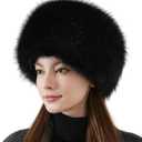 Dikoaina Faux Fur Cossack Russian Style Hat for Ladies Winter Hats for Women (Black, M)