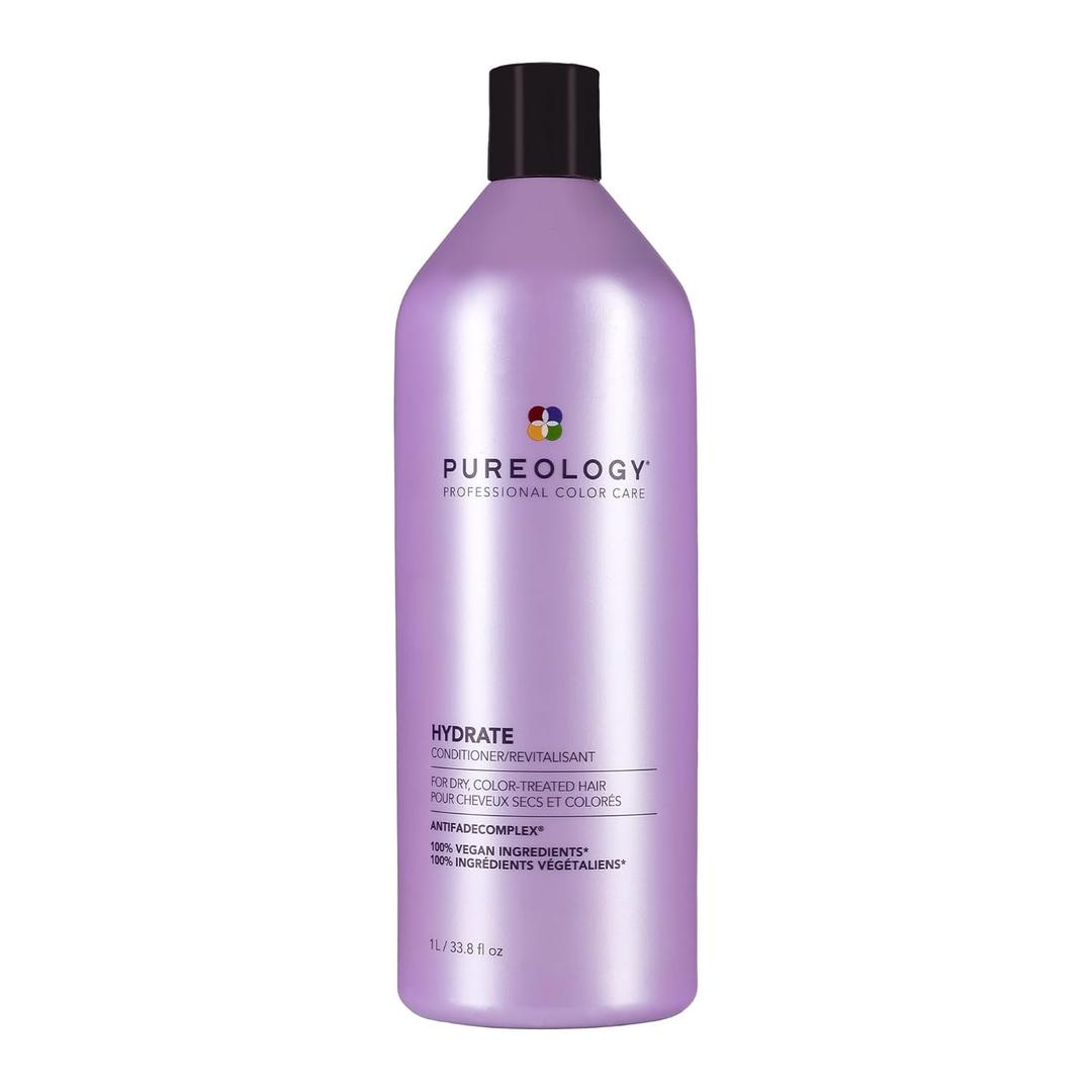 Pureology Hydrate Conditioner - For Dry and Color-Treated Hair, Moisturizes Hair & Protects Color, Sulfate-Free & Vegan (33.8 Fl Oz (Pack of 1))