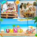 2 x Simplepolymer Hello Sweet Summer Metal Sign Rustic Home Office Decoration with Wooden Base for Table Shelf Tiered Tray Fireplace Mantel Decor