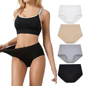 SERISIMPLE Viscose Bamboo Women Luxury Underwear Silky Comfy Ultra Soft Briefs Breathable Stretch High&Mid Waist Panties 4 pack (XL, High-Assorted 1)