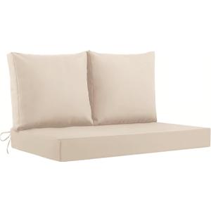 Outdoor Loveseat Cushions, 46×26×4 Inch, Waterproof, Beige