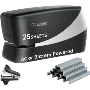 Coruscant Electric Stapler, Heavy Duty Desktop Stapler, Includes 2000 Staples and 1 Staple Remover, No-Jam Automatic AC or Battery Powered, 25 Sheet, Professional for Office Home School Use (Gray)