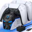 PS5 Controller Charger Station for PlayStation 5 Dualsense Controllers: Fast Dual Controller Stand Charger Dock-LED PS5 Charging Station Accessories for PlayStation 5 Storage Kit with AC Adapter