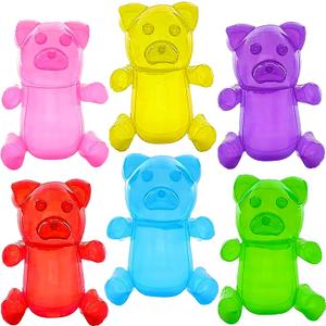 4E's Novelty Inflatable Gummy Bears, 12 Inch Tall - Great for Birthday Party Decorations & Favors, Candyland Themed Supplies, Photo Booth Props, Blow Up Pool Toys for Kids - Pack of 6