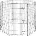 Amazon Basics Foldable Octagonal Metal Exercise Dog Playpen - Indoor/Outdoor, Single Door, Extra Large (8 Panels, 24 x 48), Easy to assemble and store customize, 48" - X-Large, Black