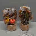 MYELLU Thanksgiving Centerpiece Fall Table Flower - 2 Pack Lighted Realistic Artificial Table Plant with Western Modern Boho Rustic Aesthetic Bouquet Fall Decor Gift for Home Farmhouse (Harvest Orange)