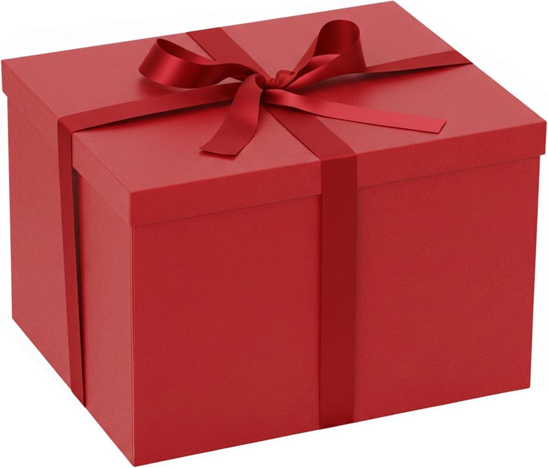 Rinrda Extra Large Gift Box,15x12x10 Inches,Boxes with Lids for Presents,10-inch Deep Box for Christmas Mothers Day Valentine's Day or Business.Contains Card,Ribbon,Shredded paper.
