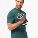 JMIERR Men's Casual Henley Shirts Short Sleeve Basic Button Muscle Longline T-Shirt Gym Workout Athletic Tee (Green, L)