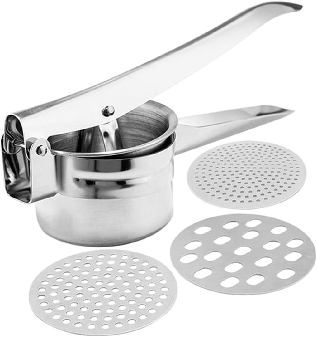Zerodeko 1set Stainless Steel Potato Ricer and Masher Multi-functional Kitchen Tool for Mashing Potatoes Sweet Potatoes and More Easy to Clean Comfortable Grip for Smooth Purees