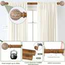 2 Pack Wood Curtain Rods 18 to 60 Inch,1 Inch Boho Adjustable Curtain Rod,Imitation Wood Grain Leaf Window Curtains Rods,Farmhouse Rustic Heavy Duty Drapery Poles,Brown Drapery Rod Set 18-60"