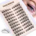 TOOCHUNAG Lash Clusters 8-16 Natural Eyelash Clusters 100pcs C-Curly Wispy Individual Lashes Left&Right DIY Lash Extension Thin Band Cluster Eyelashes Extensions