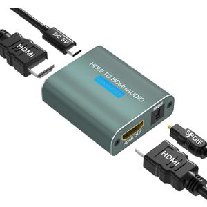 HDMI Audio Extractor 4K HDMI to Optical Audio Adapter Converter Video Splitter Supports HDCP DTS 5.1 PCM Compatible for PS4 Fire Stick Blu Ray Player(Not Support ARC)