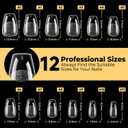 UNA GELLA 600Pcs Short Coffin Nail Tips, Short Coffin Gel Nails Tips Pre Etched 12 Sizes Soft Gel Fake Nails Tips Pre-file Full Cover for Nail Extension Home DIY Salon with Box
