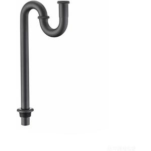 1-1/4 Inch Black Stainless Steel S-Trap Drain Pipe with Flange for Bathroom Sink, Floor Mounted