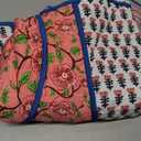 Wyeysyt Women's Cropped Puffer Quilted Jacket Cardigan Floral Printed Lightweight Long Sleeve Open Front Short Padded Coats (Large, 03red)