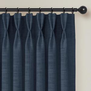 INOVADAY Memory Trained Pinch Pleated Curtains 96 Inches Long, Linen Curtains for Living Room, 2 Panel Set Pinch Pleated Drapes with Hooks, Light Filtering Window Treatment, 40" W x 96" L, Navy Blue