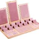 Wooden Jewelry Display Stand Set Pendant Necklace Display Holder Ring Earrings Bracelet Tabletop Storage Organizer Stand Set Combination for Show (Pink)