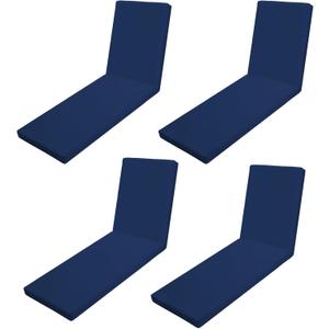 Chaise Lounge Cushions Outdoor Set of 4, 71x22x3 in, Navy Blue | Replacement Seat Pad, 28D Foam, Washable Cover, Waterproof Chair Cushion for Yard, Lawn Furniture, Poolside, Deck