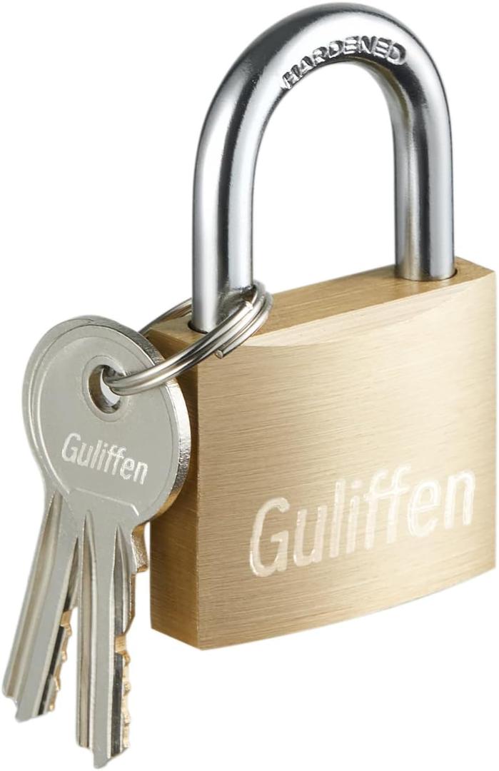 Solid Brass Padlock with Key with 1-9/16 in. (40 mm) Wide Lock Body,Keyed Padlock for Sheds, Storage Unit School Gym Locker, Fence, Toolbox, Hasp Storage (1 in.)