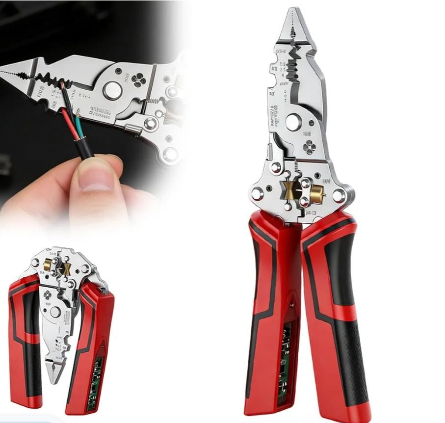 16 in 1 Wire Stripper Twister for Cutting and Pulling Wires, 2026 New Cable Scissors,Voltage Tester Pliers, Detectable 12-250V, Foldable for Electrical Repair & DIY Household Use (1)