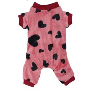 Dog Pajamas Love Heart Dog Sweater Pjs Warm Soft Pet Holiday Clothes Puppy Jumpsuits Onesie Outfits for Small Dogs and Cats (Small, Heart)