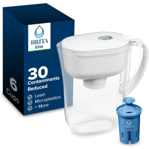 Brita Water Pitcher, Metro Elite Filter, Removes 99% of Lead, Includes 1 Filter, 6-Cup Capacity, White