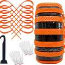 12 Pcs Heavy Duty Anti Skid Snow Tire Chains, Nylon Winter Snow Tracks with 2 Gloves and 1 Hook, Universal Emergency Car Tire Grip Straps Reusable Non Slip Zip Tie Tires Chain for Cars Truck