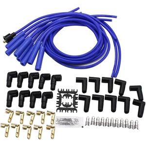 Spark Plug Wires Spiral Core 8.5mm Blue Straight Boots Universal Set V8 W/Looms