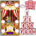 14 Pcs Carnival Bean Bag Toss Games with 10 Carnival Can 3 Bean Bag and 1 Banner for Family Party Birthday Easter Outdoor Activities