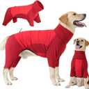 Dotoner Dog Sweater Warm Fleece Pullover Winter Sweatshirt with Turtleneck Leash Opening Waterproof Back Four Leg Cozy Clothes for Medium Large and Small Dogs (Red)