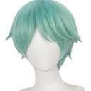 Unisex Short Blue Green Wig, Pixie Cut Synthetic Hair for Cosplay Anime Costume Play Party, Comic-Con, Comes with Wig Net Cap, Popular Hairstyle; 58BB