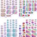 Didiseaon 11 Sheets Waterproof Rainbow Gradient Glitter Toenail Stickers Full Nail Wraps for Summer Pool and Beach for Nail Art Decor
