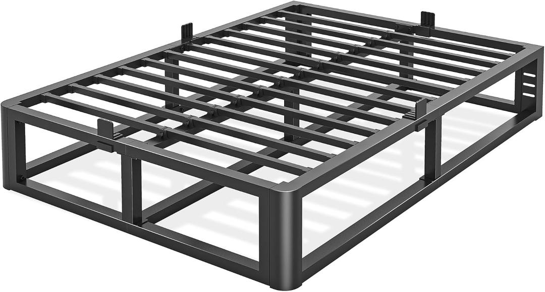 Firpeesy Metal Heavy Duty 14 inch King Bed Frame with Rounded Corner and Headboard Hole Mattress Retainers 3500 LBS No Box Spring Needed Platform Noise Free Easy Assembly