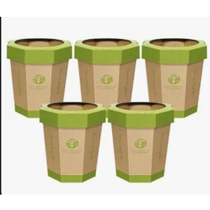 5 Pack Cardboard Trash Cans (3-Gallon) Reusable, Foldable, Recyclable, Plastic-Free Trash Bins & Outdoor Emergency Toilet for Kids - Garbage Cans ideal for Bedroom, Room, Office Indoor & Outdoor Use