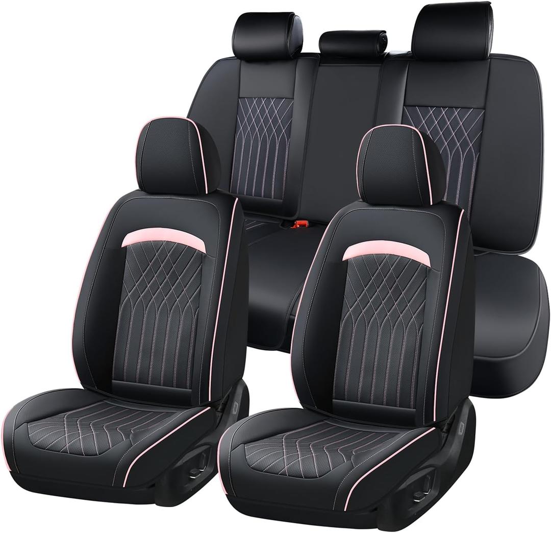 FLORICH Leather Seat Covers, Car Seat Covers Full Set, Car Seat Protector Waterproof, Front and Rear Seat Covers for Cars, Automotive Seat Covers Universal Fit for Most Cars SUV