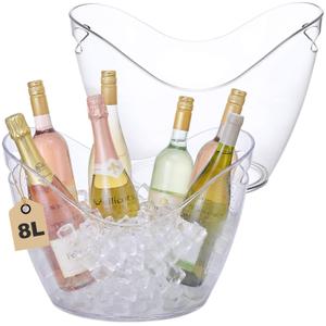 Sunnyray 2 Pack Clear Ice Buckets Large Acrylic Upgraded Thickened Beer Buckets for Parties Champagne Drink Cooler Ice Beverage Storage Tub Wine Cocktail Chiller Bin for Barbecue Picnic Home Bar (8L)
