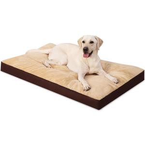 Dog Crate Bed Waterproof Deluxe Plush Dog Beds with Removable Washable Cover Anti-Slip Bottom Pet Sleeping Mattress for Large, Medium, Jumbo, Small Dogs, 47 x 29 inch, Brown