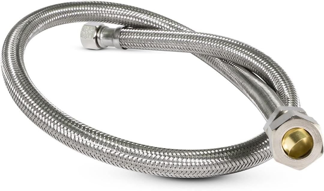 FlexCraft 27620, Delta Faucet Supply Line, Connects Faucet to Water Supply, Faucet Connector With 3/ 8 MIP x 3/ 8 In FIP, Braided Stainless Steel 20 In