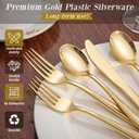 WDF300 Pieces Gold Plastic Silverware - Heavy Duty Disposable Cutlery Set Plastic Gold Silverware Set Includes 100 Forks, 100 Spoons, 100 Knives for Party Baby Shower Wedding Spring