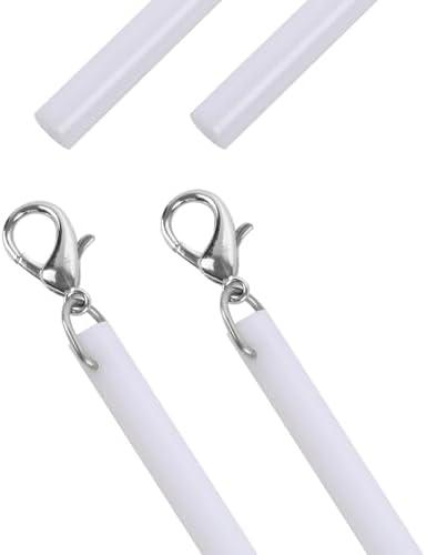 szkoo Curtain Pull Wand,30 Inches Acrylic White Curtain Rod with Hook Ideal for High Hanging Curtain Opening-Closing(White, 3pcs)