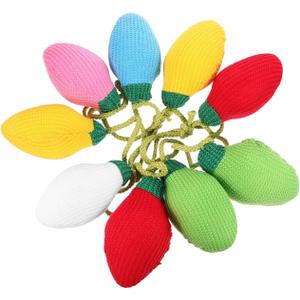 VOSAREA Christmas Felt Lightbulb Garland Knitted Bulb Pendant Ceiling Mantle Hanging Garland Xmas Party Scene Pendant for Wall Christmas Tree Decoration