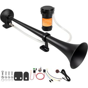 Train Horn for Truck 150db Super Loud Black Single Trumpet Truck Air Horn for Car with Compressor, Suitable for Any 12V Vehicles Cars SUV Ship Boat Lorry Pickup