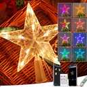 Christmas Tree Topper Star Crystal, Color Changing Christmas Tree Decorations with 80 Modes, APP & Remote Control, for Home Bar Garden USB Xmas Tree New Year Holiday Decoration (7.63  8.64 in)